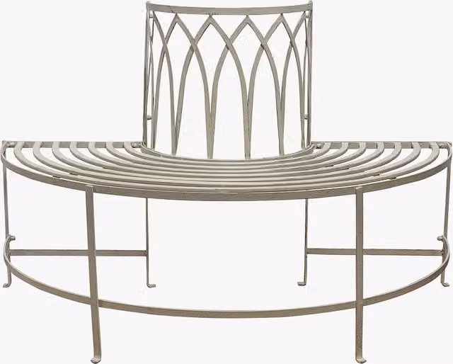 Perch & Parrow Thyme Outdoor Garden Bench in Weathered White Powder Coated Steel
