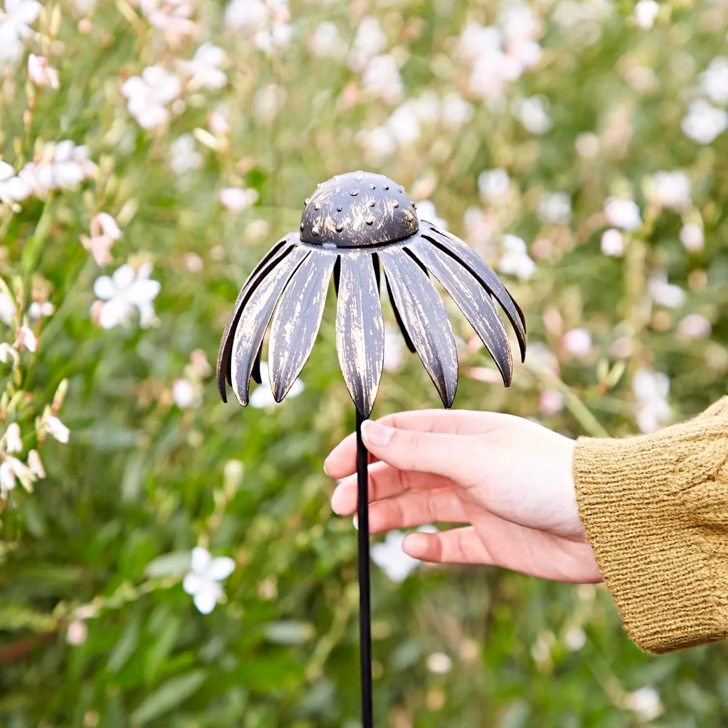 Paper High Black Metal Echinacea Flower Garden Stake Decoration – 2