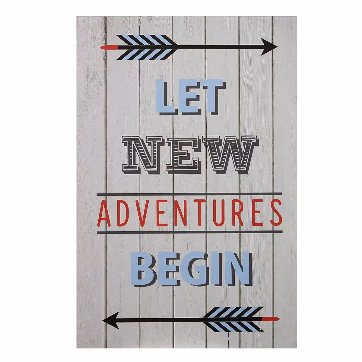 Orsina Let New Adventure Begin Kids Wall Plaque, Multicolour and Grey Typography Wood Wall Art, W: 45 cm, H: 30 cm – 2