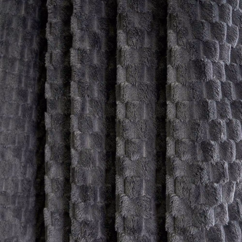 OHS Waffle Fleece Thermal Blackout Eyelet Curtains in Anthracite Grey, Width: 168 cm, Drop: 229 cm – 2