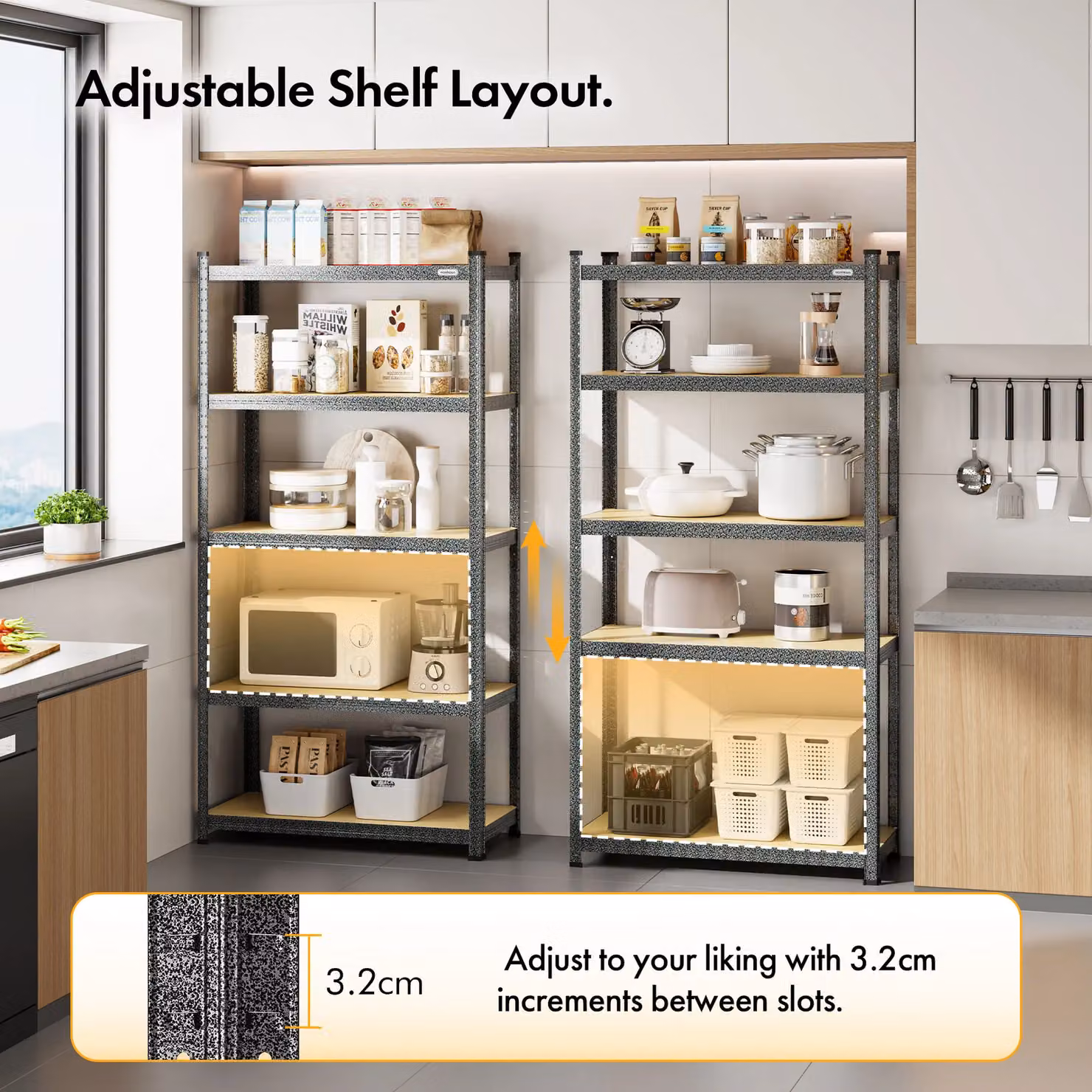 VonHaus 5 Tier Heavy Duty Garage Shelving Unit in Grey, W/D/H: 180 x 90 x 40 cm – 4