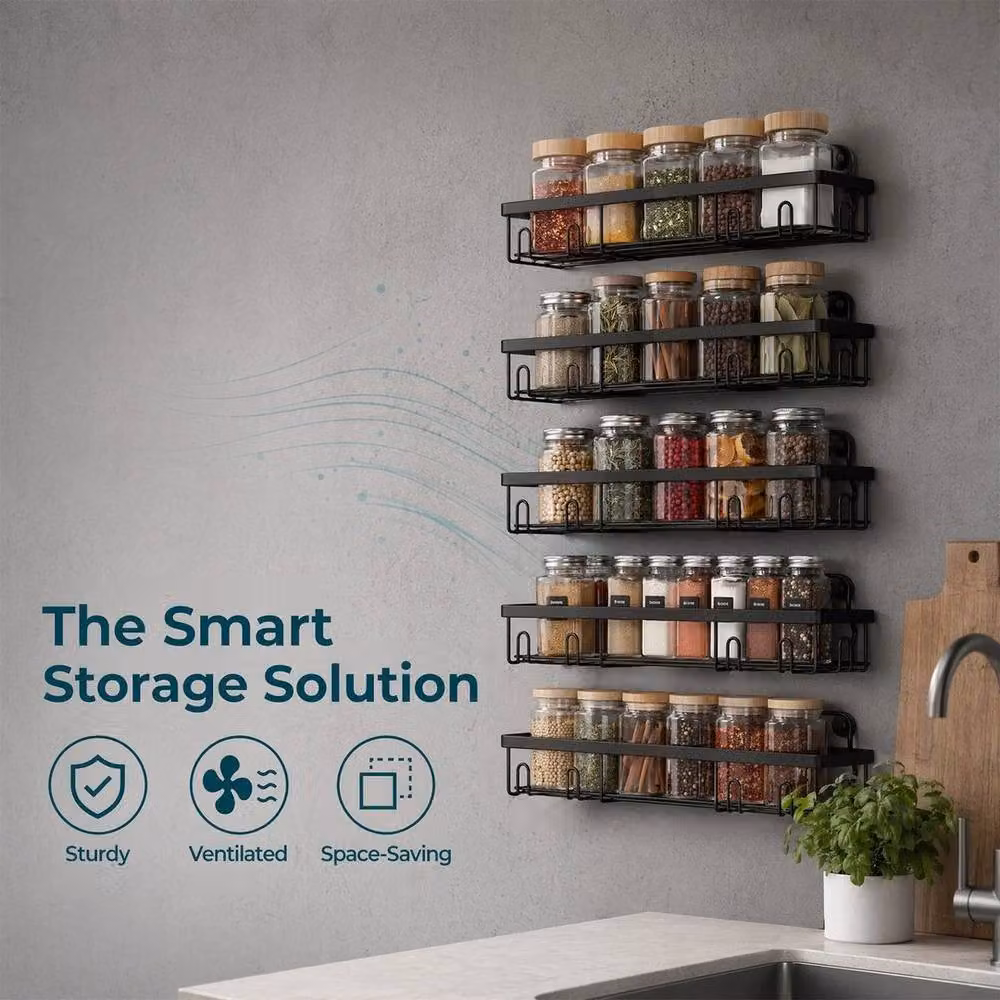 Kelvenix 5 Tier Metal Spice Rack Organiser in Black – 4