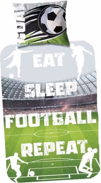 K Collection Eat Sleep Football Repeat Panel Duvet Set and Pillowcase, Multicolour, Single, 90 x 200 cm – 1