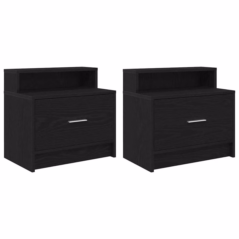 Berkfield Home Durable Bedside Cabinets with Drawer, 2 Pack, Black Oak, W: 51 cm, D: 31 cm, H: 47 cm – 3
