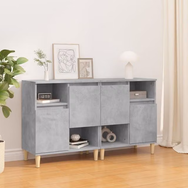 Berkfield Home Set of 2 Sideboards in Concrete Grey, W/D/H: 60 x 35 x 70 cm – 1