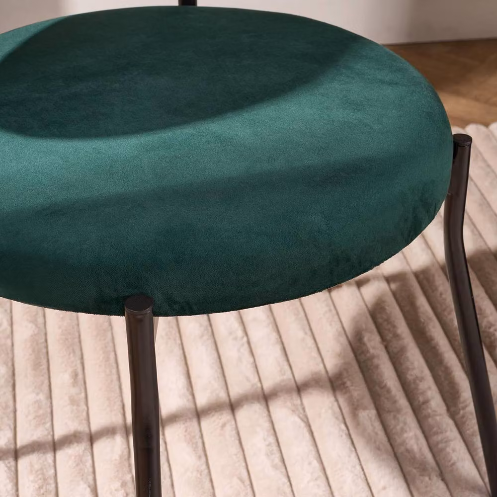 OHS Matte Velvet Accent Dining Chair with Padded Seat and Metal Legs in Dark Green – 3