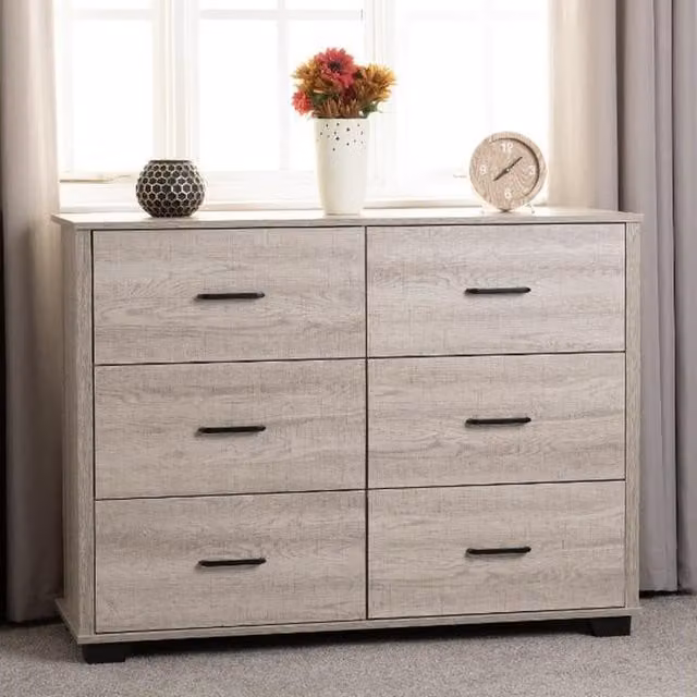 Seconique Modern Oak Wood Freestanding Chest in Brown, Black or Beige