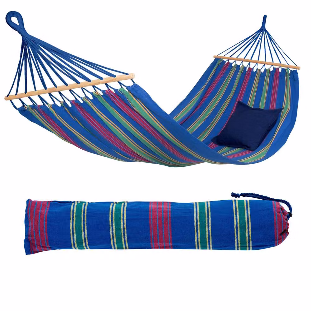 Amazonas Aruba Juniper Blue Garden Spreader Bar Hammock with Weather Resistant EllTex Fabric and 180kg Capacity – 3