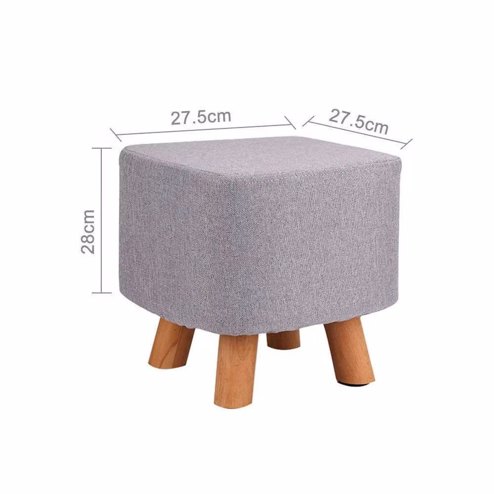 FORGEVIO Grey Fabric Padded Rectangular Wooden Footstool Ottoman with Removable Cover – 2
