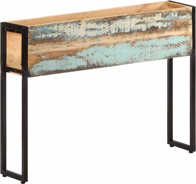 Berkfield Home Multicolour Planter in Wood and Metal, W/D/H: 90 x 20 x 68 cm