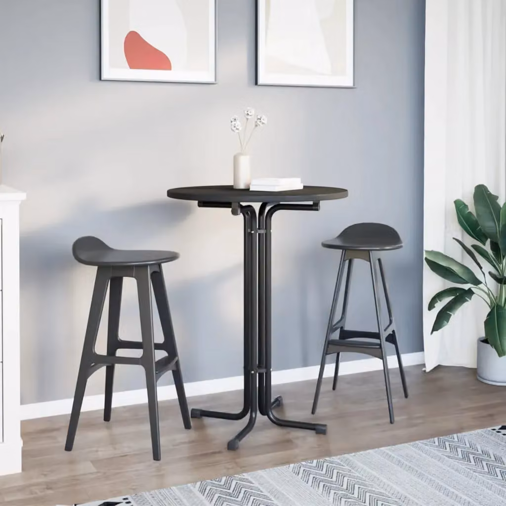 Berkfield Home Modern Rectangular Dining Table in Black with MDF and Metal Construction, W: 110 cm, D: 80 cm – 3
