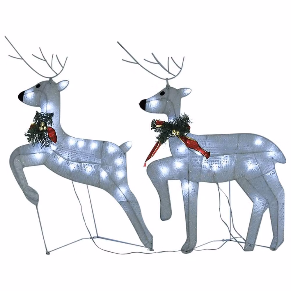 Berkfield Home Christmas Reindeer Set of 2 in White with 40 LEDs – 2