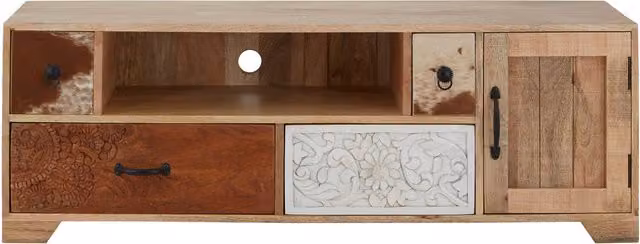Fifty Five South Marwar Mango Wood Media Unit in Multi Colour