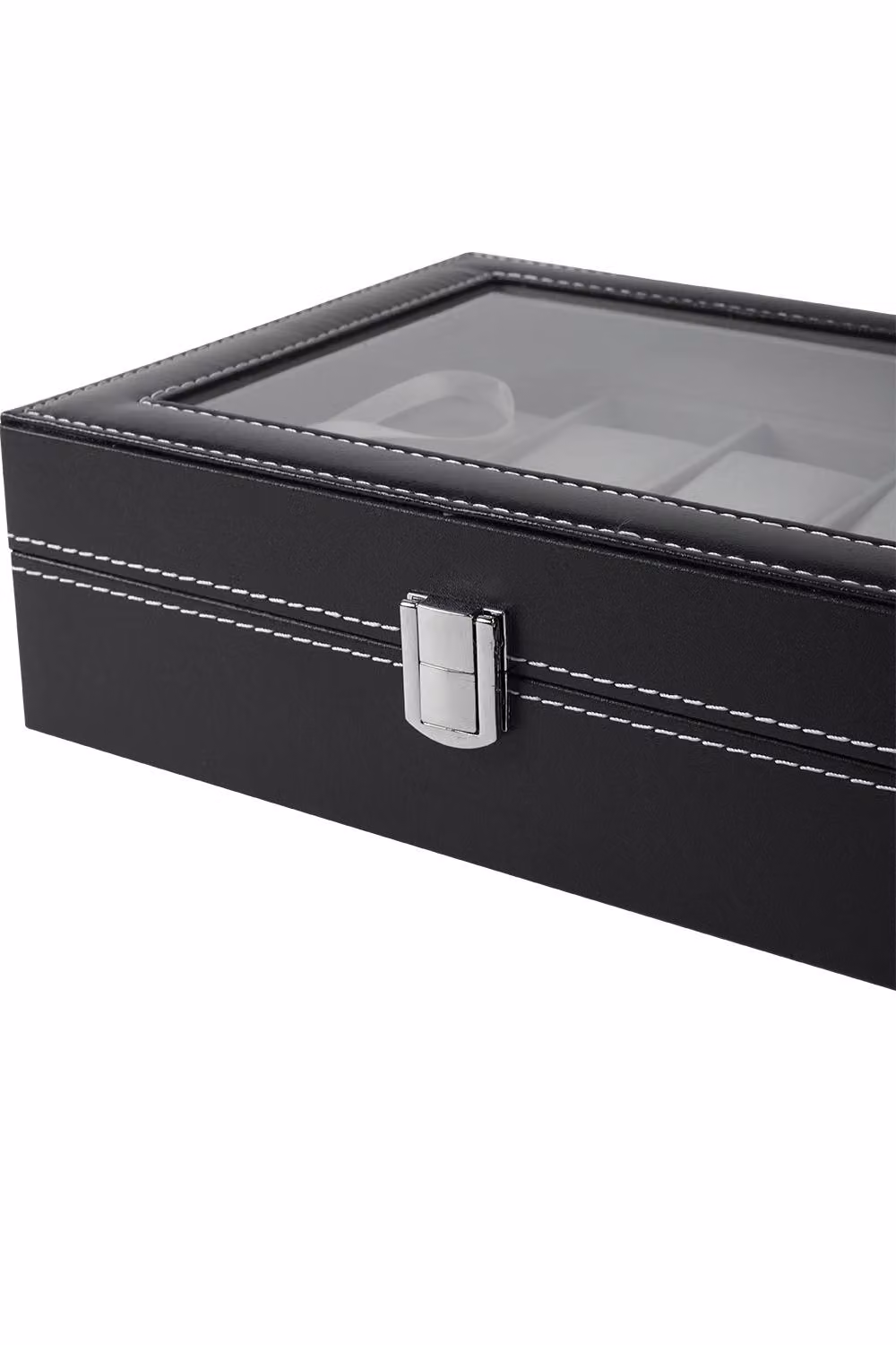 Garden Sanctuary Black Faux Leather Watch Case with 10 Slots, W/D/H: 25.5 x 20.0 x 8.0 cm – 5