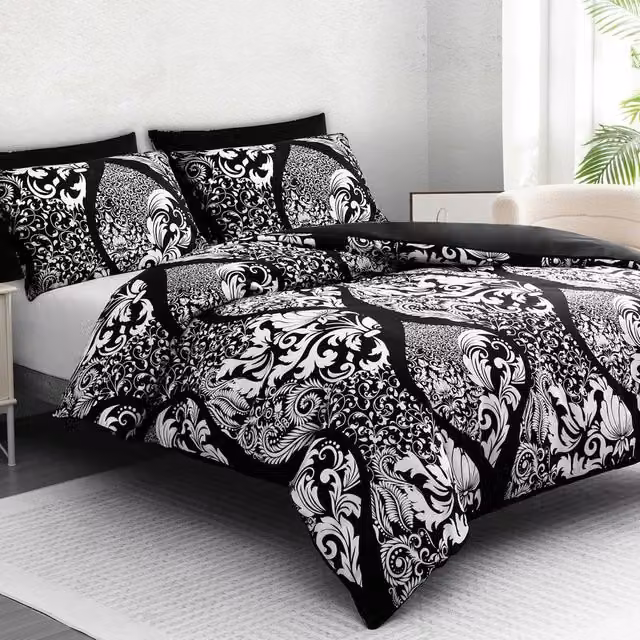 Grace Luxury Hypoallergenic Microfibre Duvet Cover and Pillowcase Set, Black, W: 200 cm, H: 180 cm – 1
