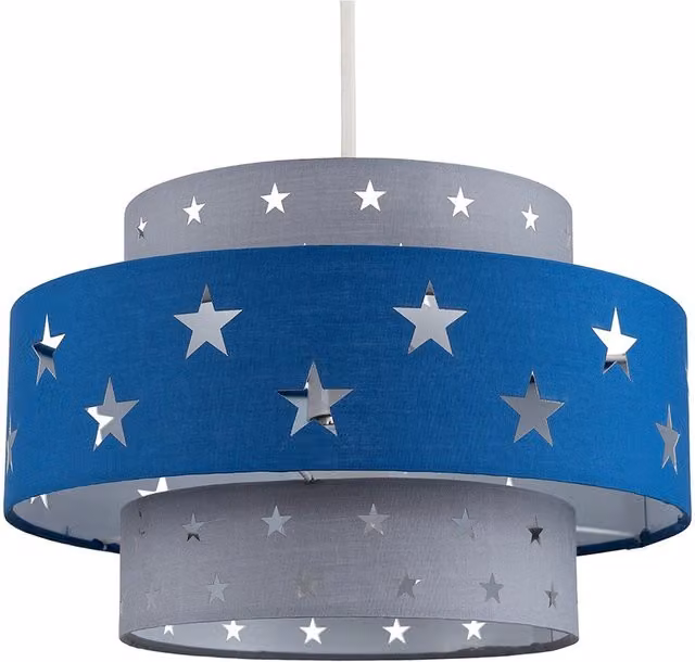 ValueLights Weaver Modern Cylinder Ceiling Pendant Shade in Blue and Grey, W/D/H: 30 x 30 x 19 cm
