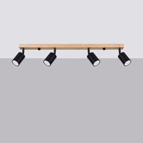 Sollux Verdo Modern Ceiling Spotlight Bar in Black and Wood with 4 x GU10 – 2