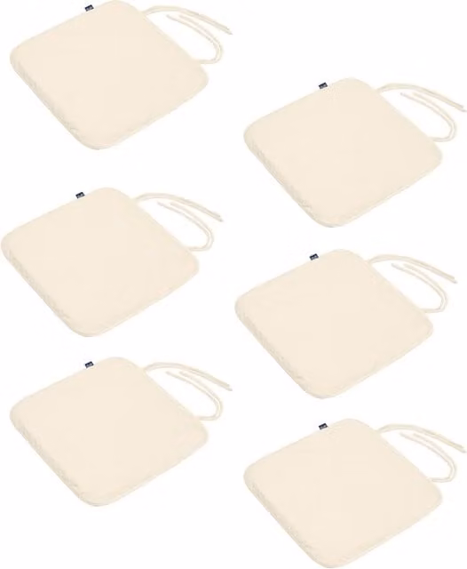 Gardenista Reversible Velvet Square Foam Dining Chair Seat Pads with Ties, Beige, Set of 6