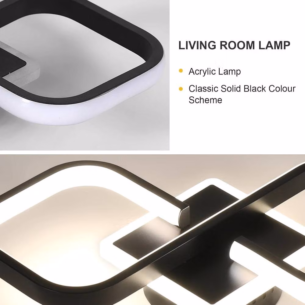 Goeco Modern LED Ceiling Light, 36W, Black Acrylic and Metal, 4500K – 4
