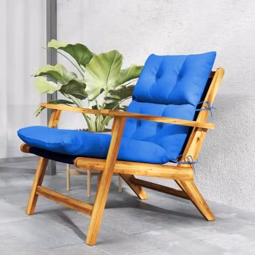 Outsunny Blue Tufted Adirondack Chair Cushion with UV-Resistant Polyester Fabric – 7
