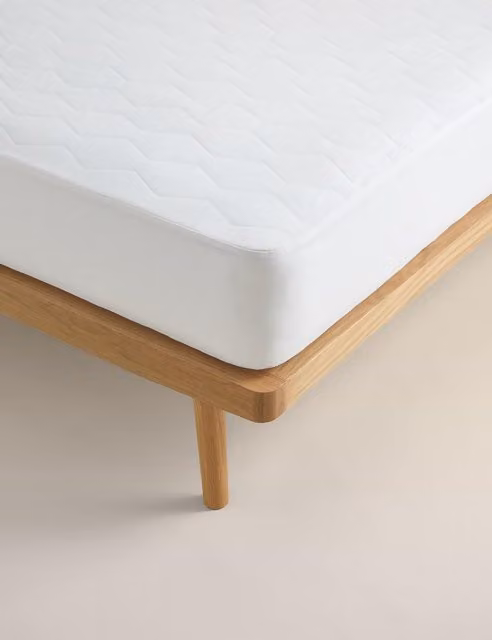 M&S Pure Cotton Breathable Mattress Protector, White, W/D/H: 180 x 200 cm