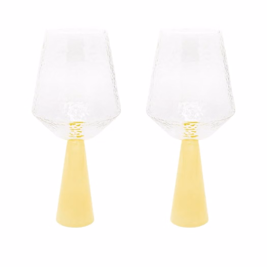 Brut Homeware Claude Wine Glass Set of 2 in Transparent and Green