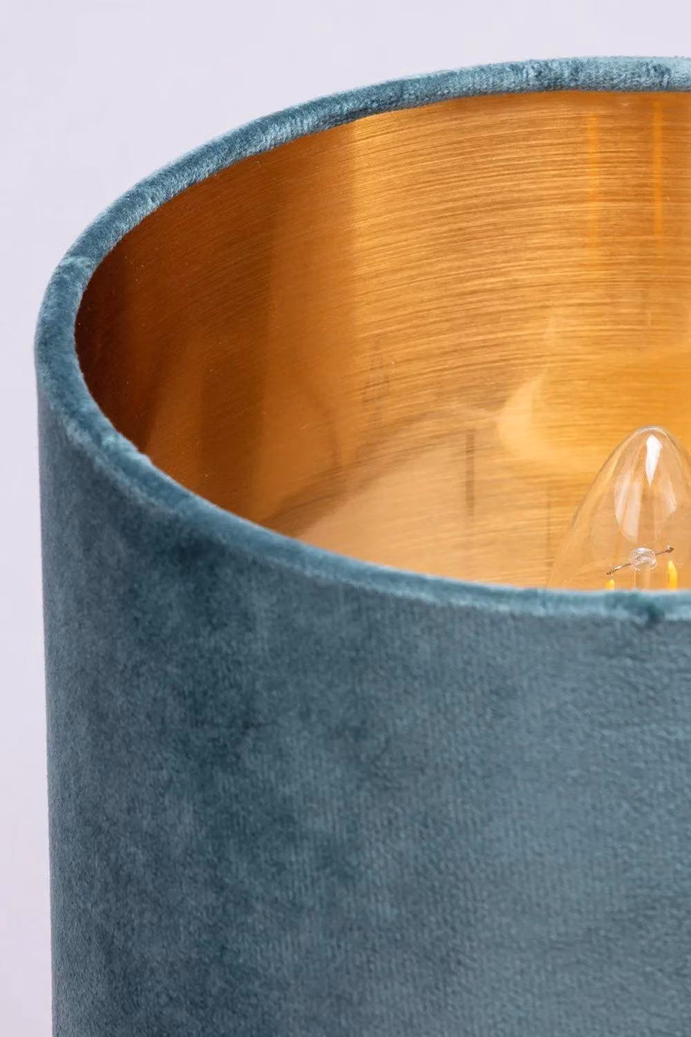 BHS Lighting Velvet Table Lamp in Blue and Gold/Brass, H 37 cm x W 18 cm – 2