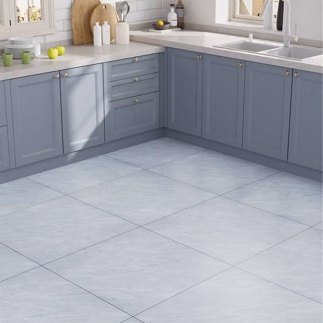 Livingandhome Self Adhesive Stone Look PVC Flooring, Light Greyish-blue, 80 x 80 cm (8 Pieces)