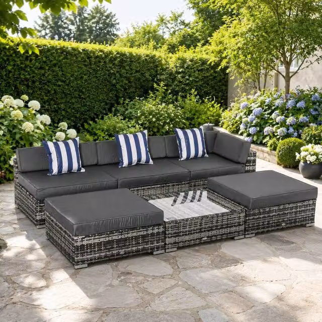 STILVORA 6-Piece Modern Sofa Set with Coffee Table in Grey – 1