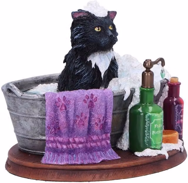 Nemesis Now Black Cat Bath Time Figurine by Lisa Parker, Height: 13.5 cm