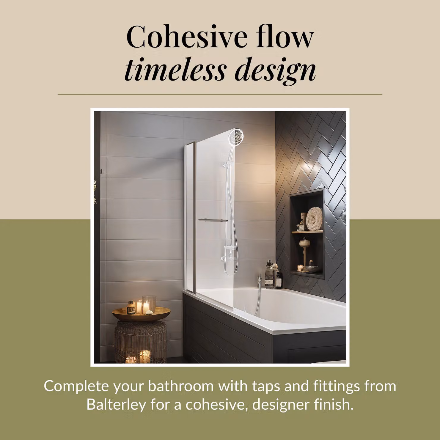 Balterley 6mm Toughened Reversible Bath Screen with Fixed Panel and Rail, Silver and Chrome – 3
