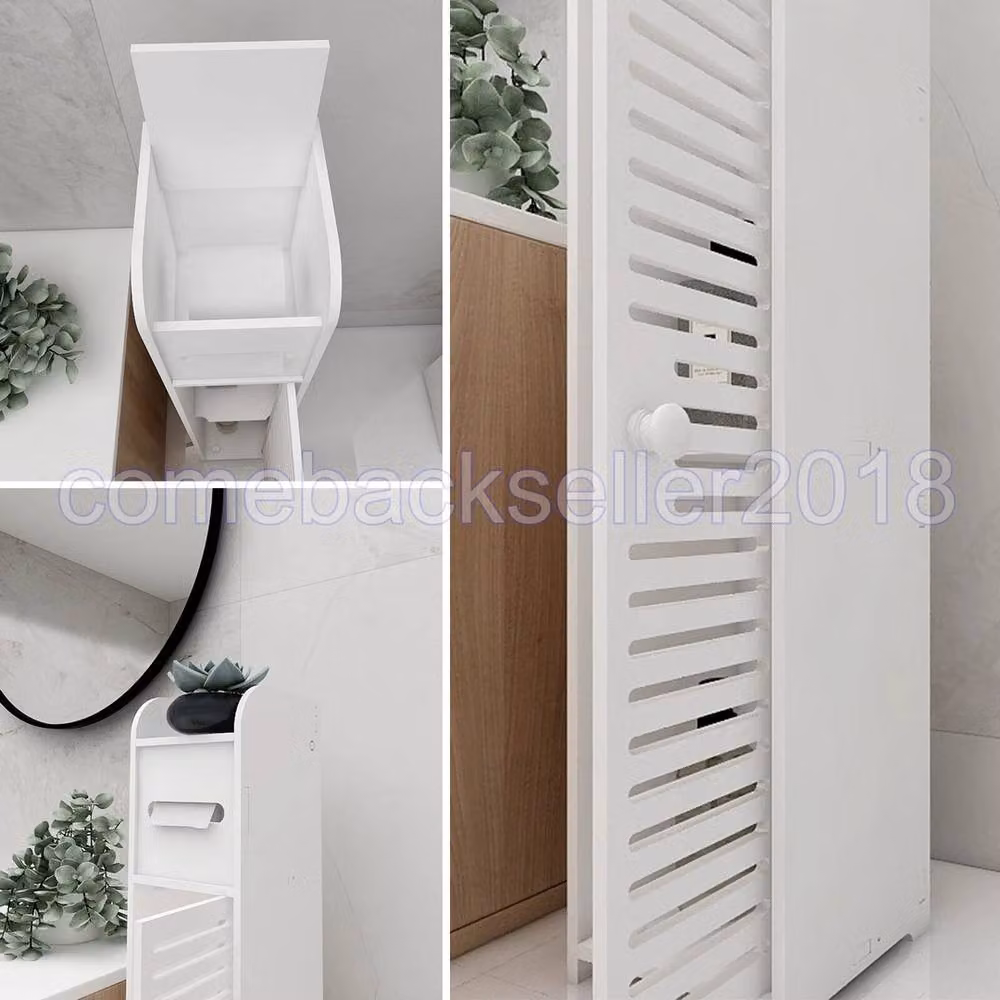 FORGEVIO White Freestanding Bathroom Cabinet Floor Storage Shelf – 2