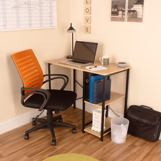 Core Products Ltd Modern Home Office Desk, Chair and Shelf Set in Black and Orange