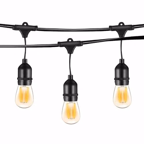 ENERJ Black LED Filament Bulb String Light Kit with 15x 2W Warm White E27 Vintage Lamps