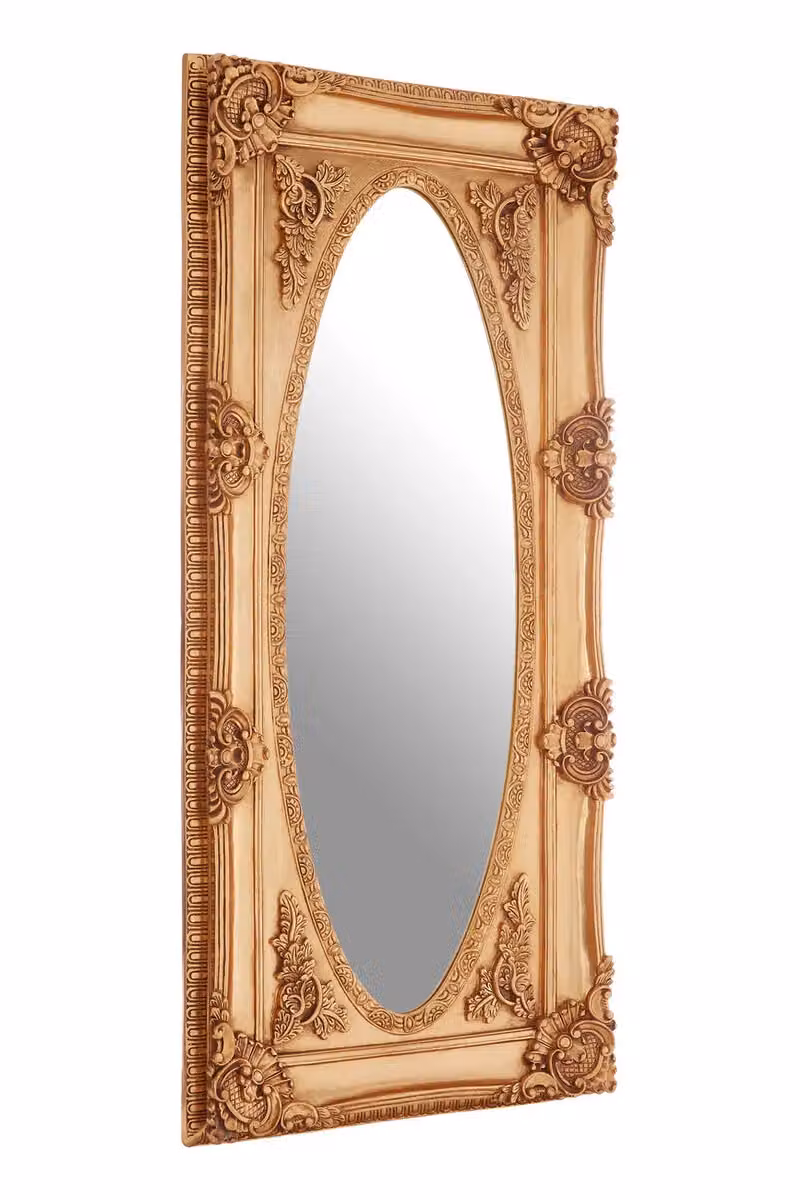 Orsina Oval Wall Mirror with Champagne Gold Finish, H 77 x W 77 x D 13 cm – 2
