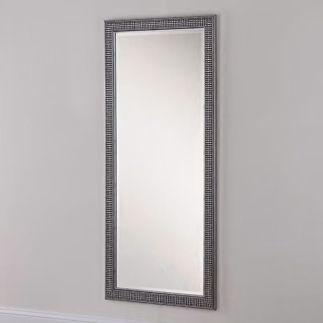 Yearn Mirrors Cobble Framed Full Length Rectangular Wall Mirror in Silver, H 166.5 x W 75 cm – 1