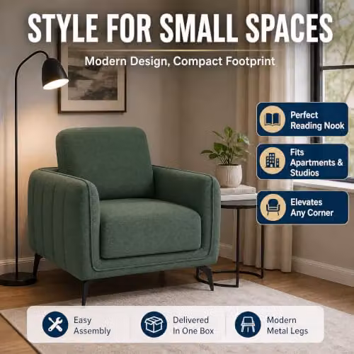 Bravich Brixton Modern Tub Armchair in Green Fabric with Solid Wood Frame and Foam Cushions – 5