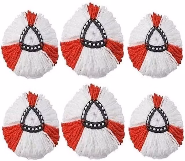 PAWNORA 6 Pack Mop Heads with Red and White Stitching – 1
