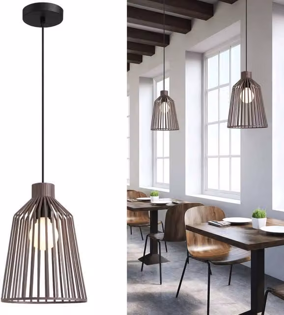 Harper Living Metal Cage Pendant Ceiling Light, E27, Brown – 1