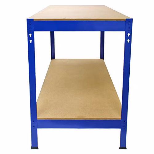 Monstershop Q-RAX Blue Heavy Duty Metal Workbench with 2 Shelves, W/D/H: 100 x 90 x 60 cm – 5