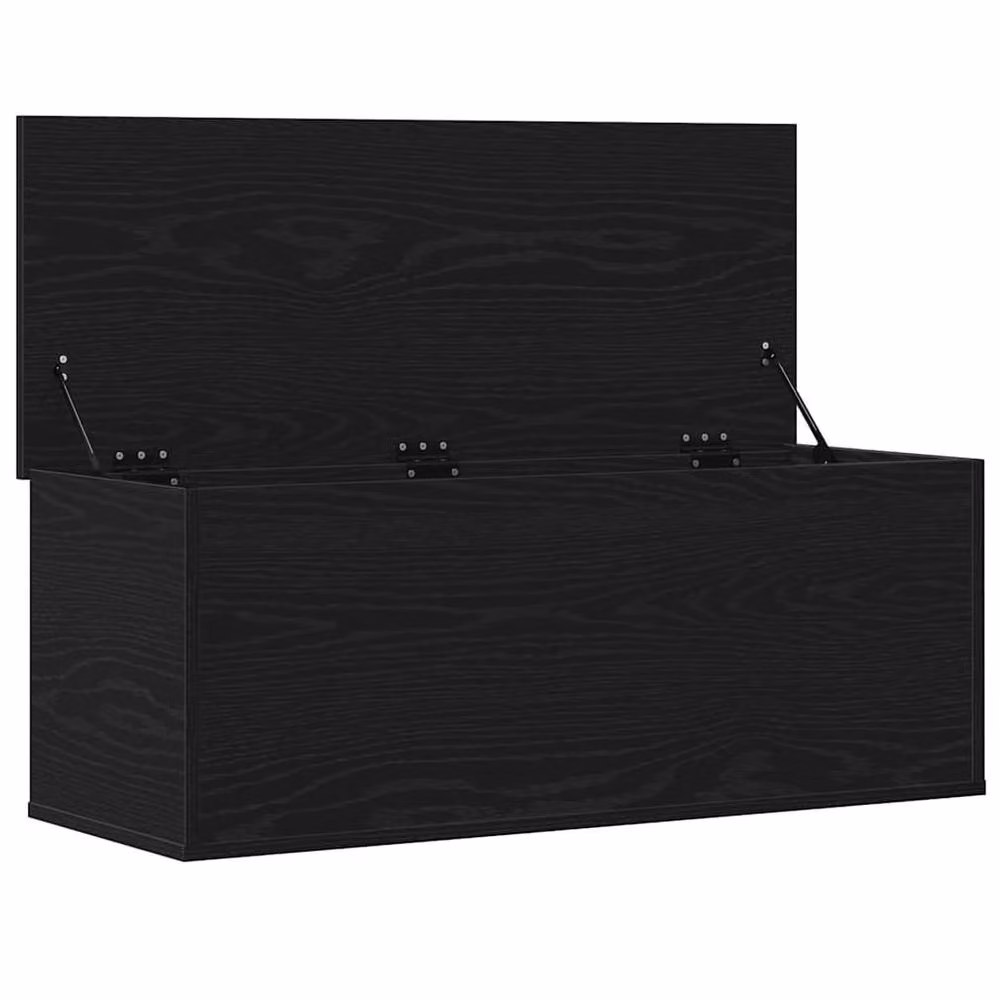 Berkfield Home Black Oak Storage Box in Black MDF, W/D/H: 90 x 35 x 35 cm – 4