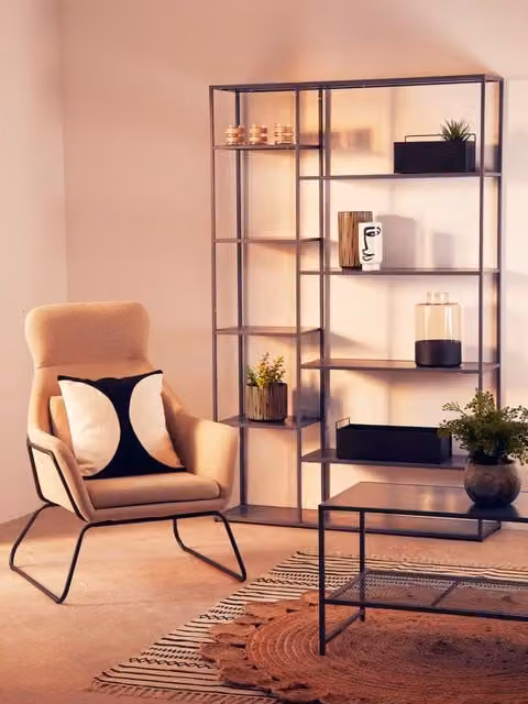 Orsina Grey Metal Multi Level Corner Shelf Unit, W/D/H: 120 x 30 x 188 cm – 1
