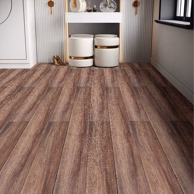 Livingandhome Brown Wood Look Rigid SPC Vinyl Plank Flooring