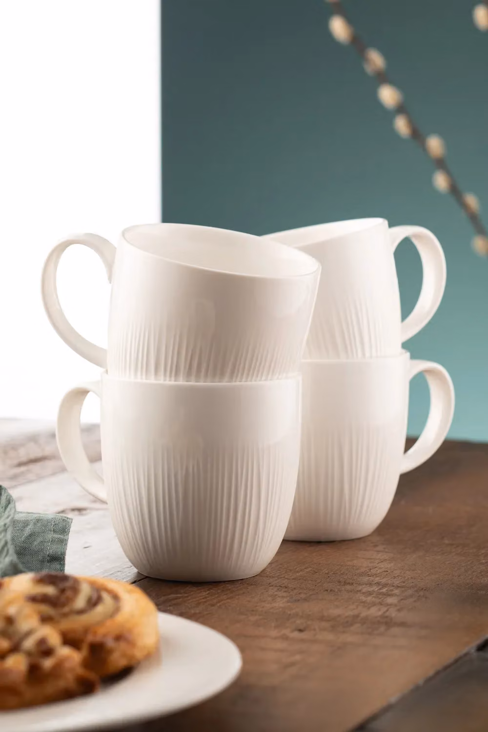 Belleek Living Erne White Striped Porcelain Mug Set of 4 – 2