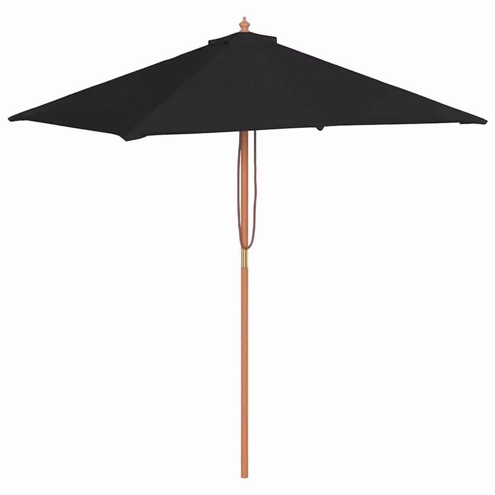 Berkfield Home Outdoor Parasol with Wooden Pole, Black, W: 200 cm, D: 150 cm – 2