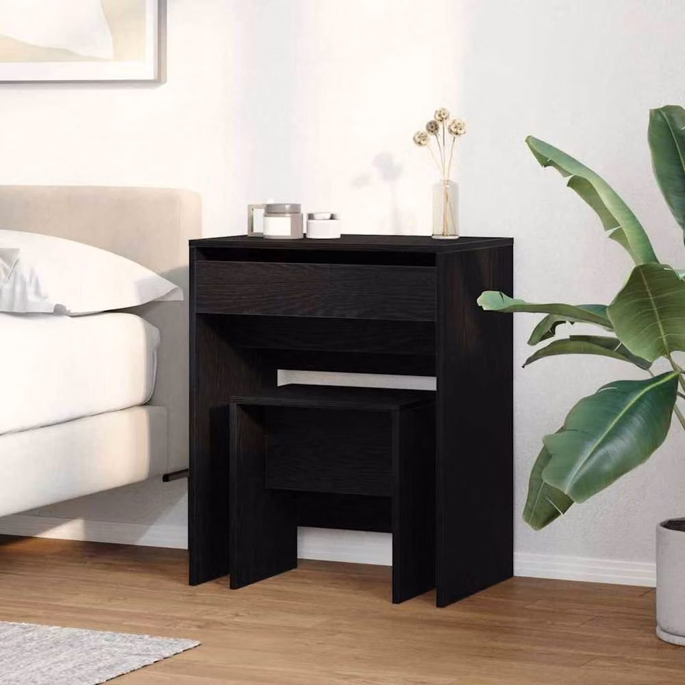 Berkfield Home Modern Dressing Table with Mirror in Black Oak – 2