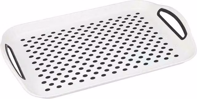 NESTLUNE Pack of 2 Non-Slip Plastic Food Trays with Rubber Grip Surface, White, W: 100 cm, D: 15 cm
