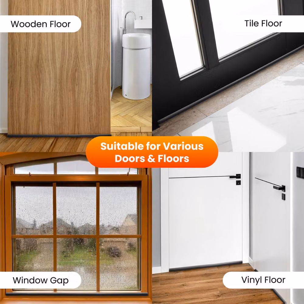 Volila 3-Pack Double Sided Grey Door Bottom Draught Excluder – 8