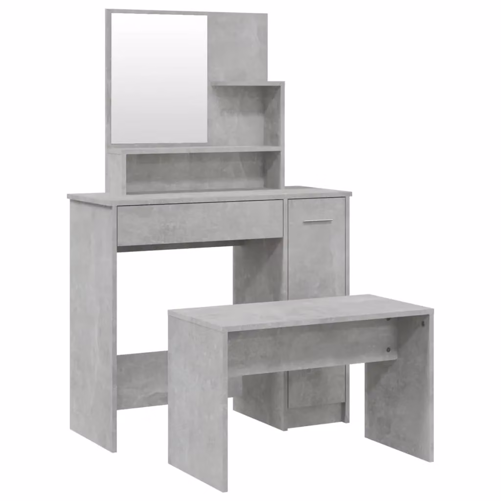 Berkfield Home Dressing Table Set in Concrete Grey, W: 86.5 cm, D: 35 cm, H: 136 cm – 2