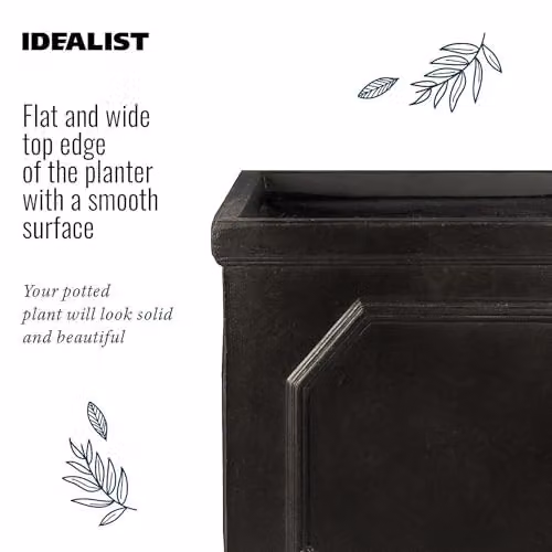 IDEALIST Small Grey Stone Planter, Height: 52 cm, 30L Capacity – 7